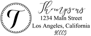 Solid Line and Dot Border Letter T Monogram Stamp Sample